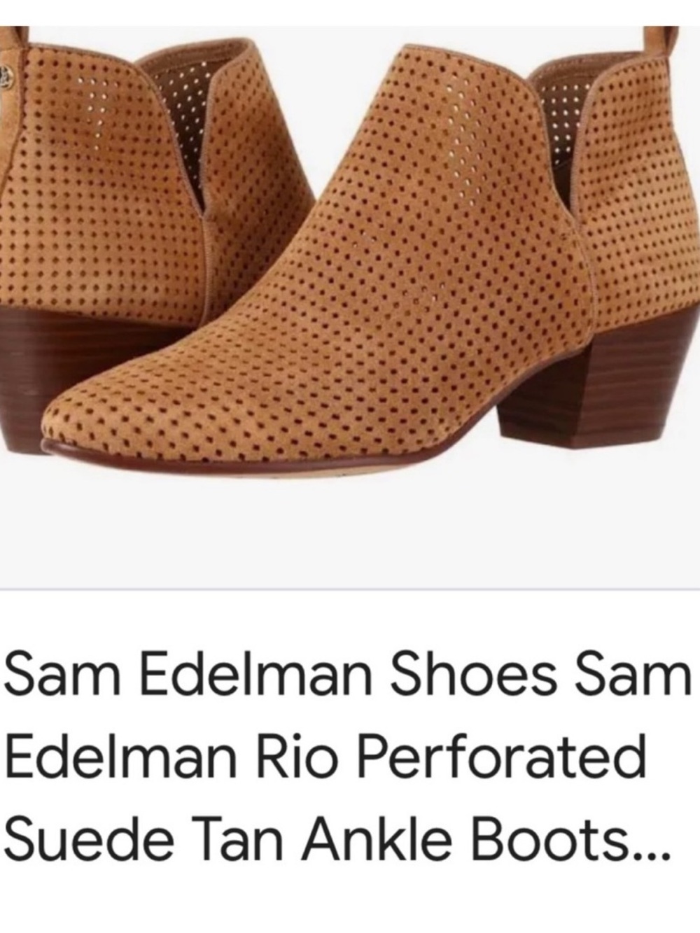 Sam Edelman Perforated Suede Ankle Boots in Camel Tan